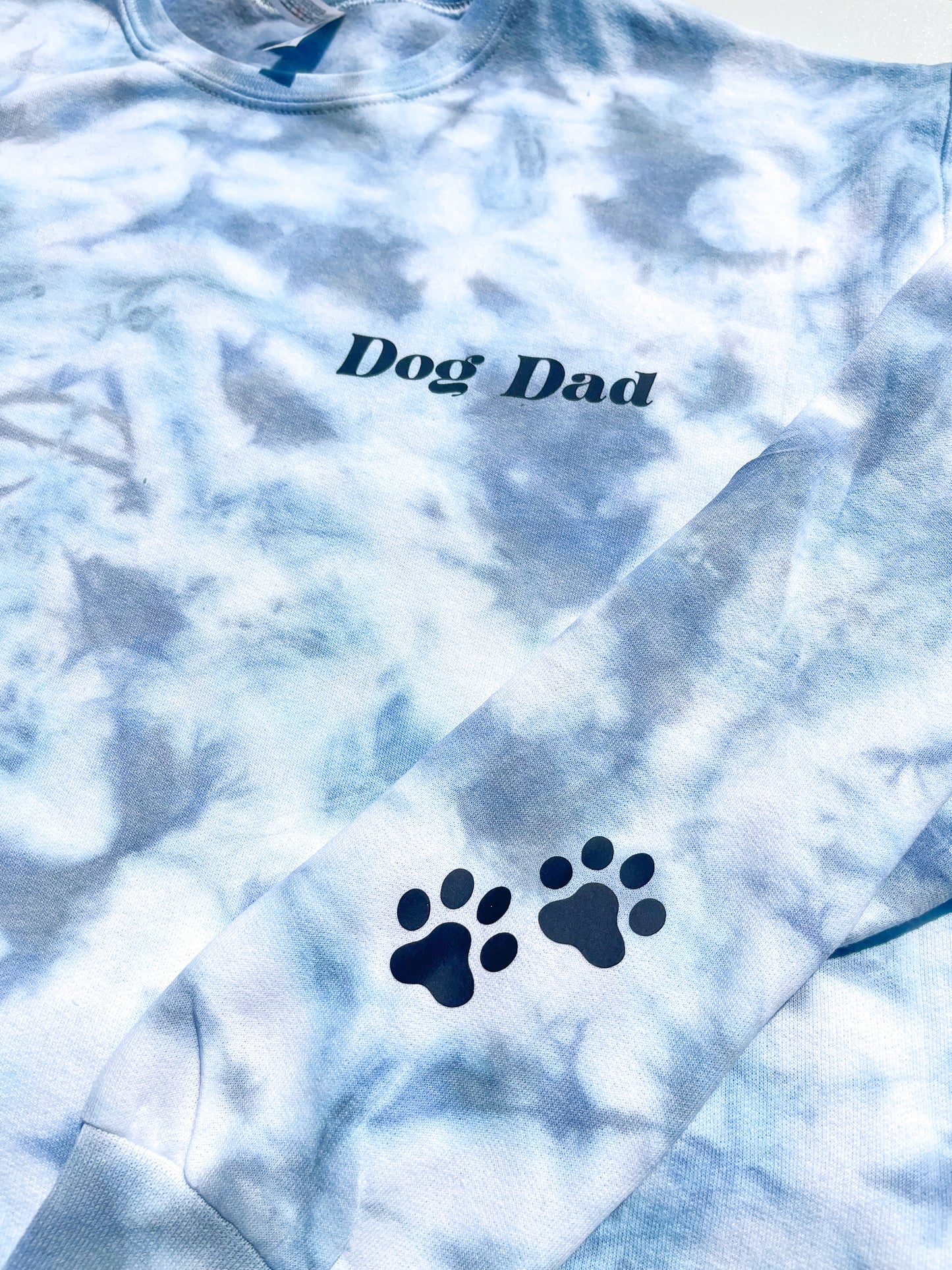 Dog Dad with Small Paws on Sleeve Tie Dye Sweatshirt