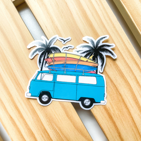 Surf Board Tropical Van Sticker