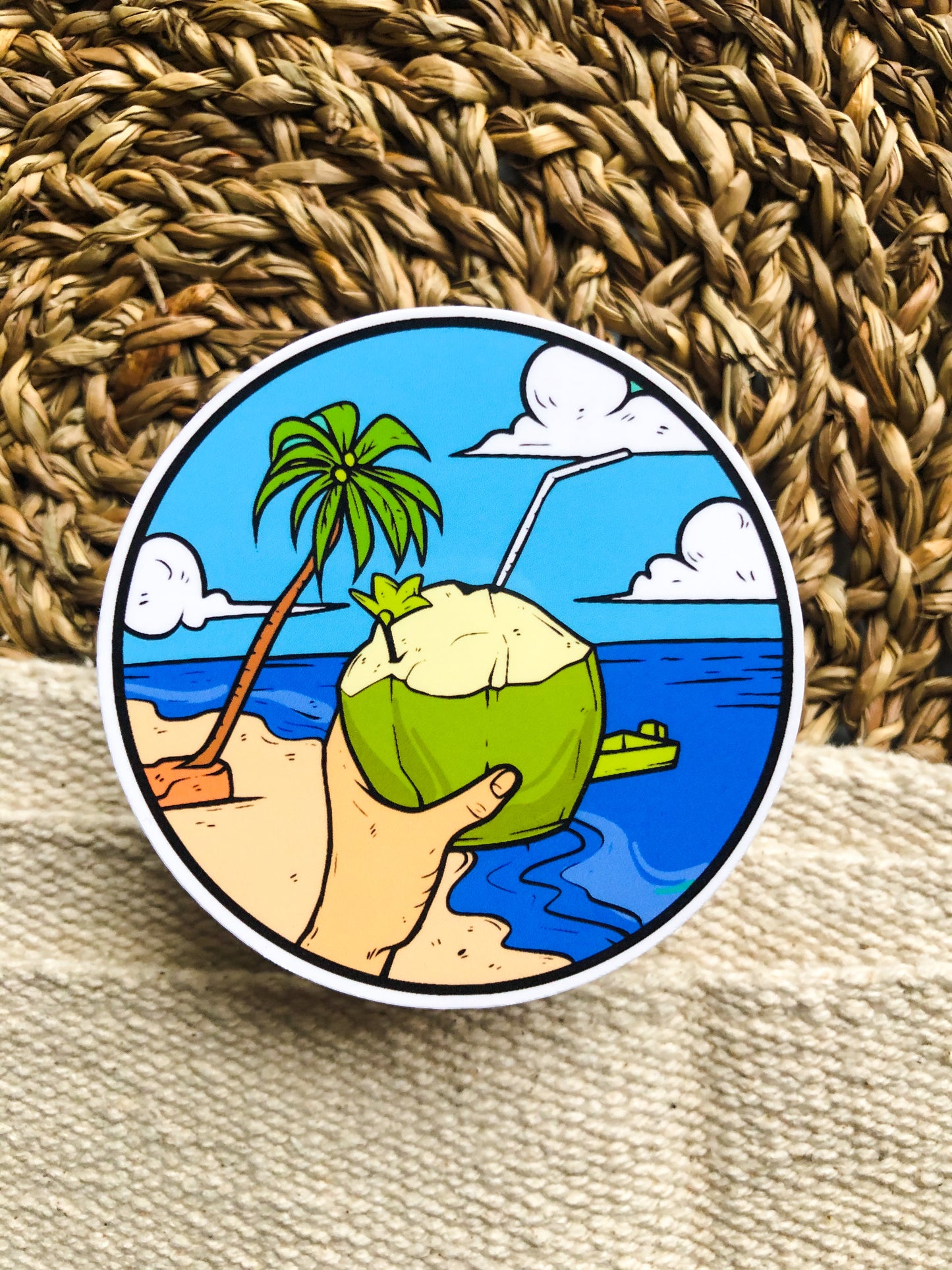 Tropical Coconut Island Sticker