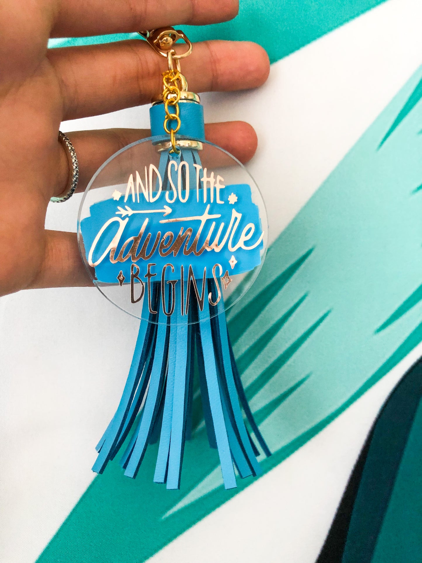 And so the adventure begins Hand Painted Acrylic Keychain