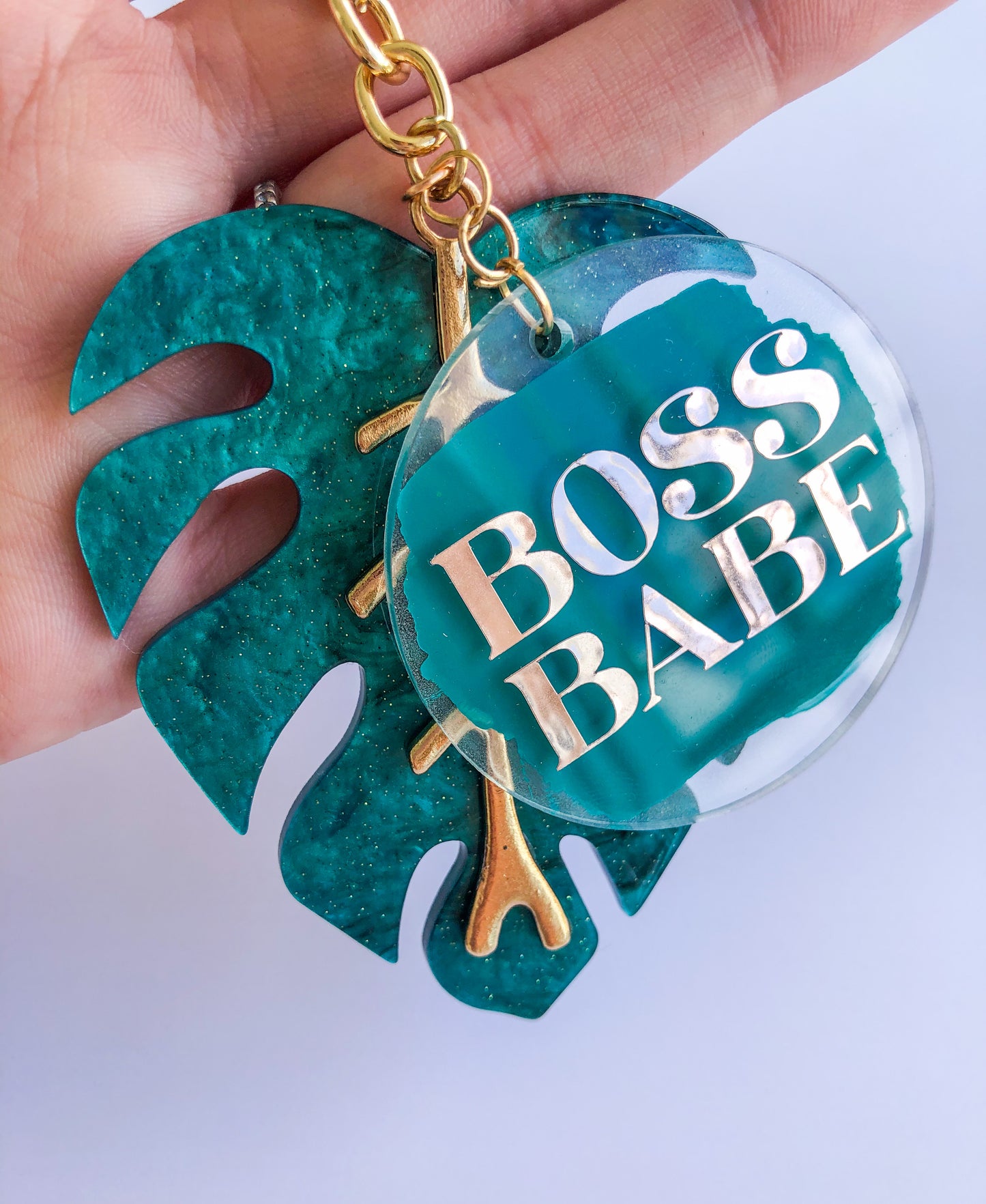 Boss Babe Leaf Keychain