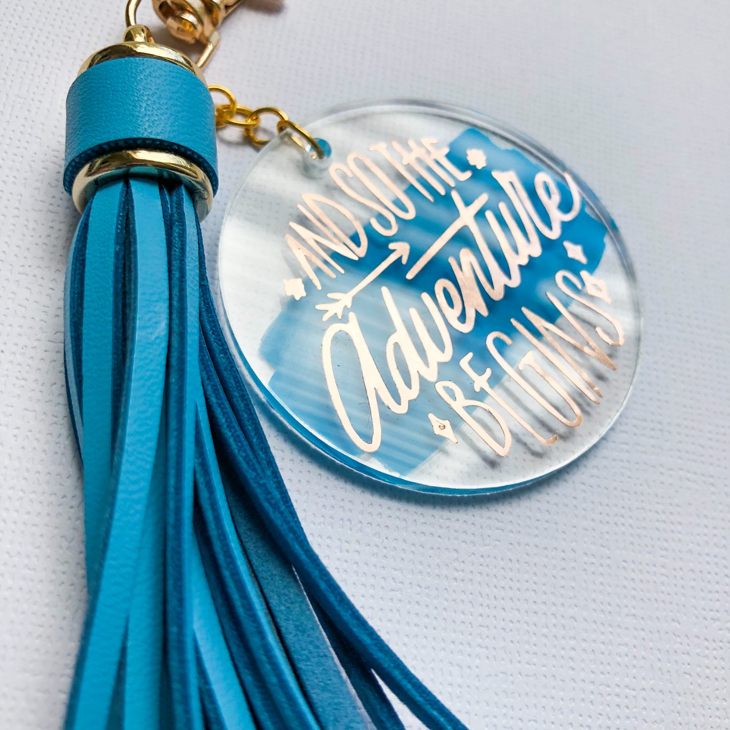 And so the adventure begins Hand Painted Acrylic Keychain