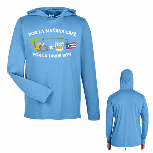 Por la mañana café, por la tarde ron UPF Sun Protection Hooded Long Sleeve