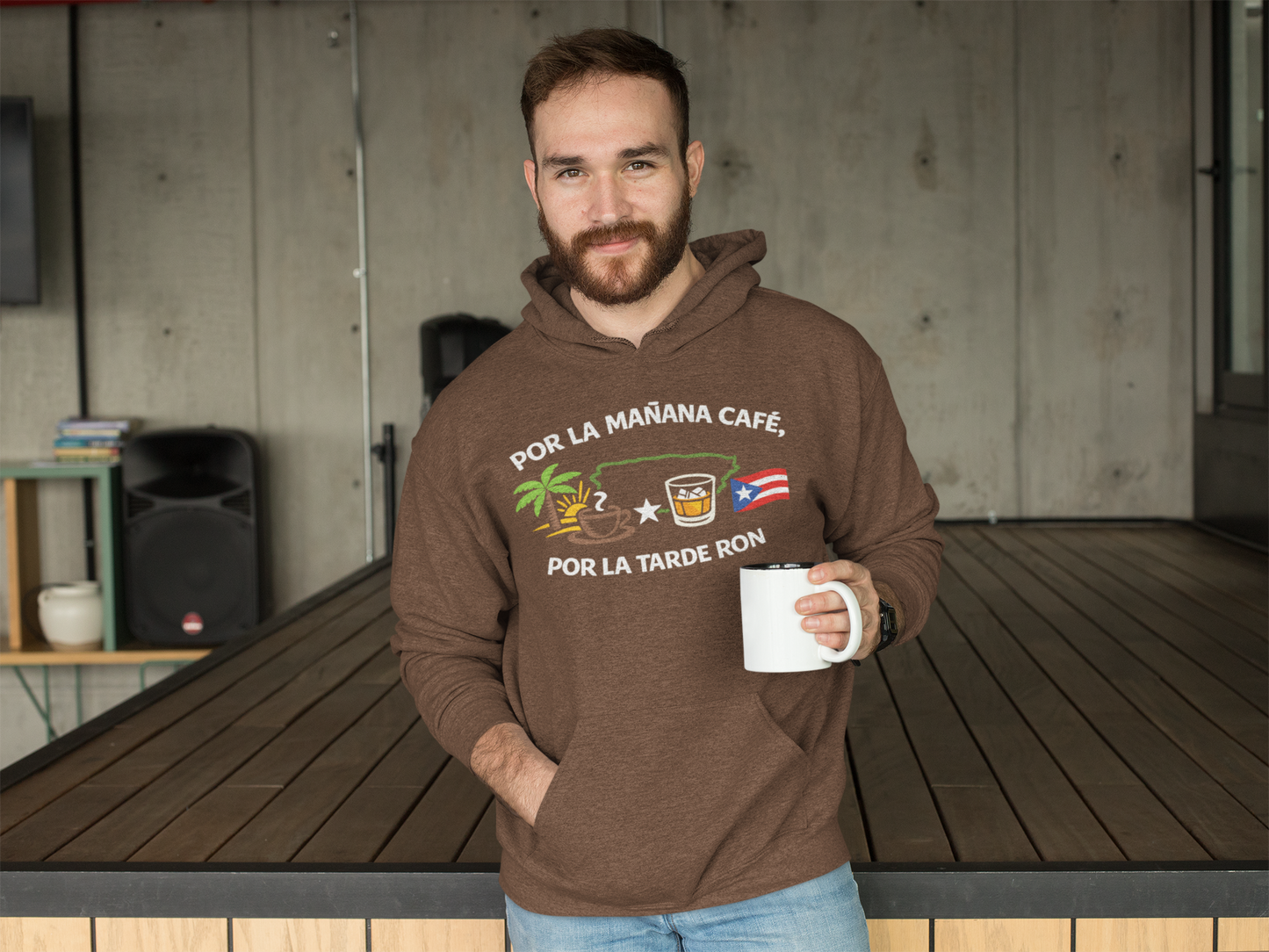 Por la mañana café, por la tarde ron Unisex Hooded Sweatshirt Hoodie