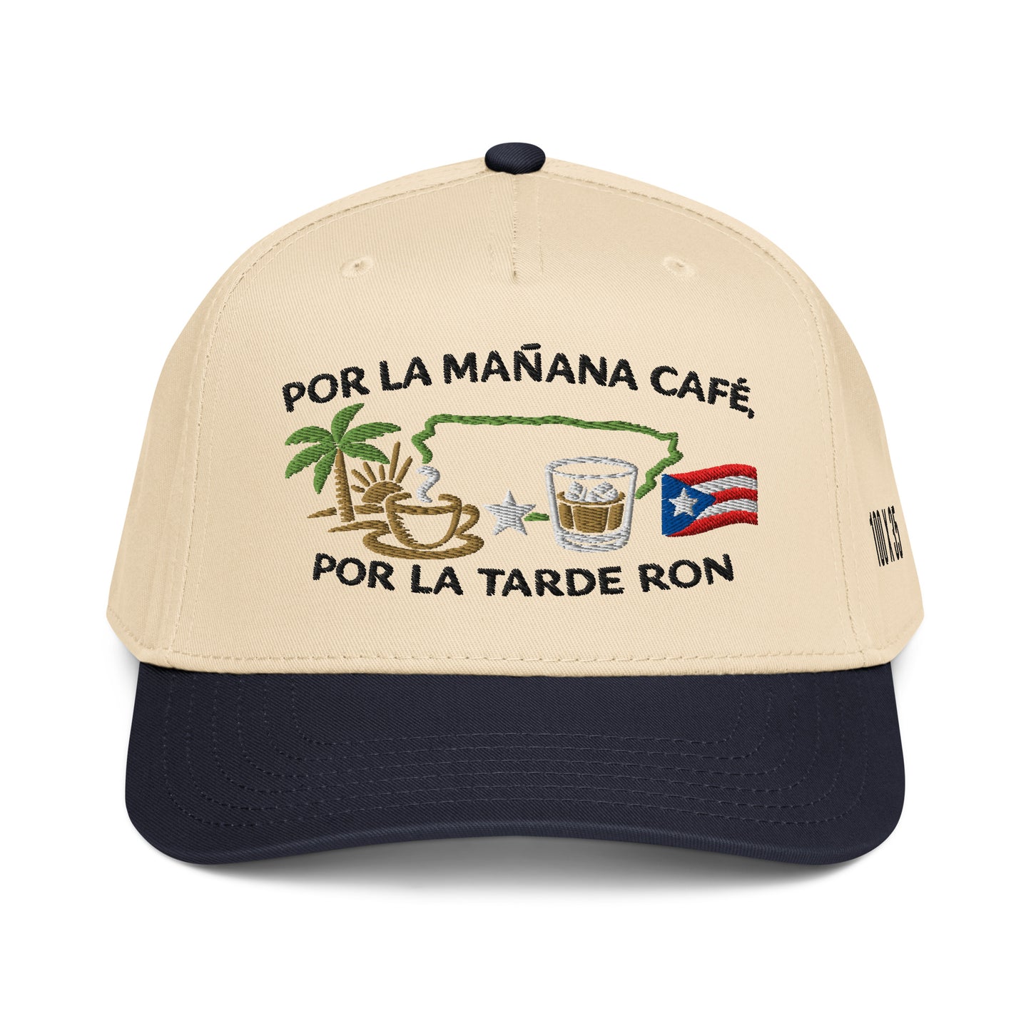 Por La Mañana Cafe, Por la Tarde Ron Baseball Cap Hat - Navy Blue