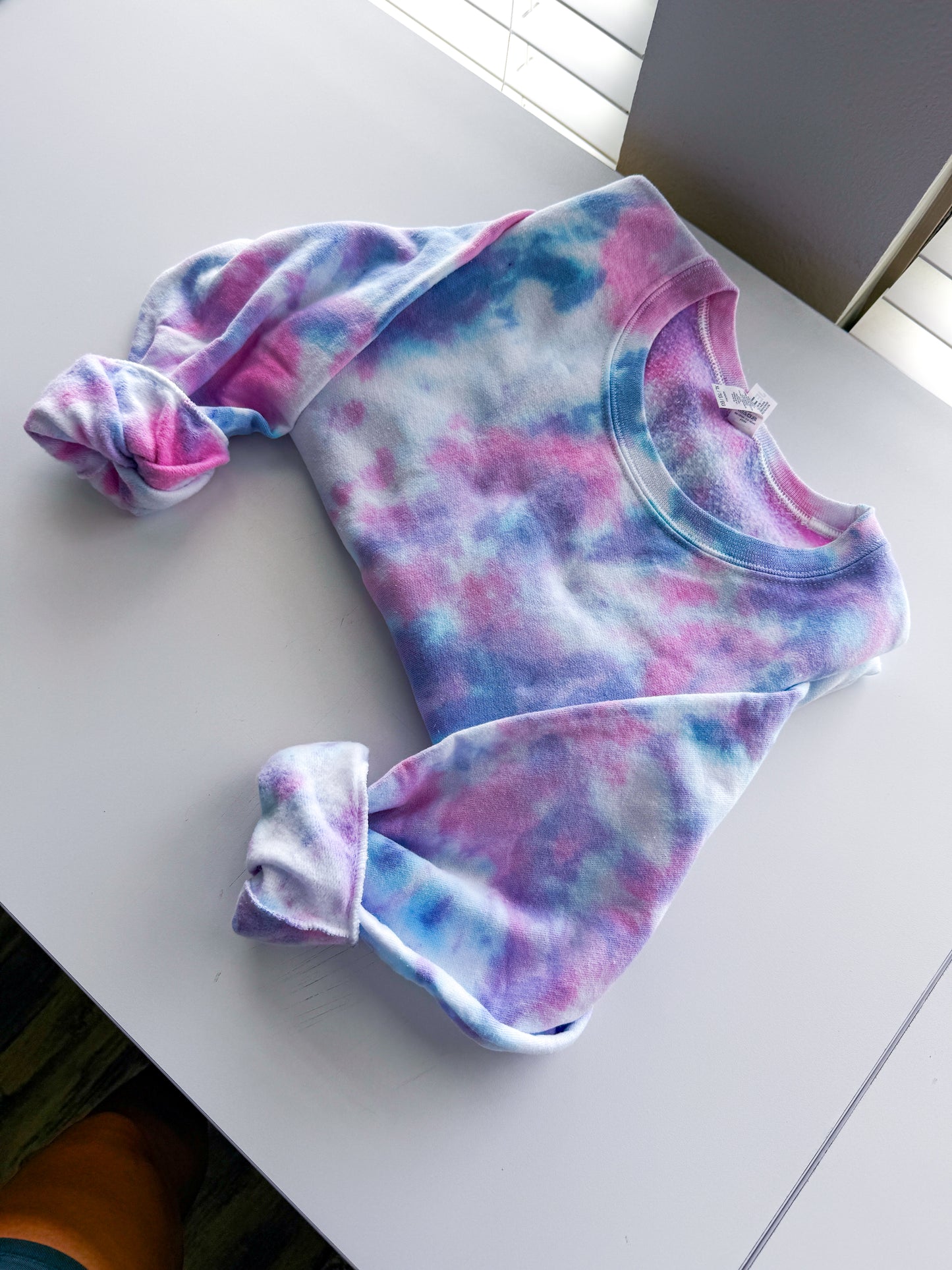 Unisex Royal Blue & Fuchsia Tie Dye Crewneck Sweatshirt