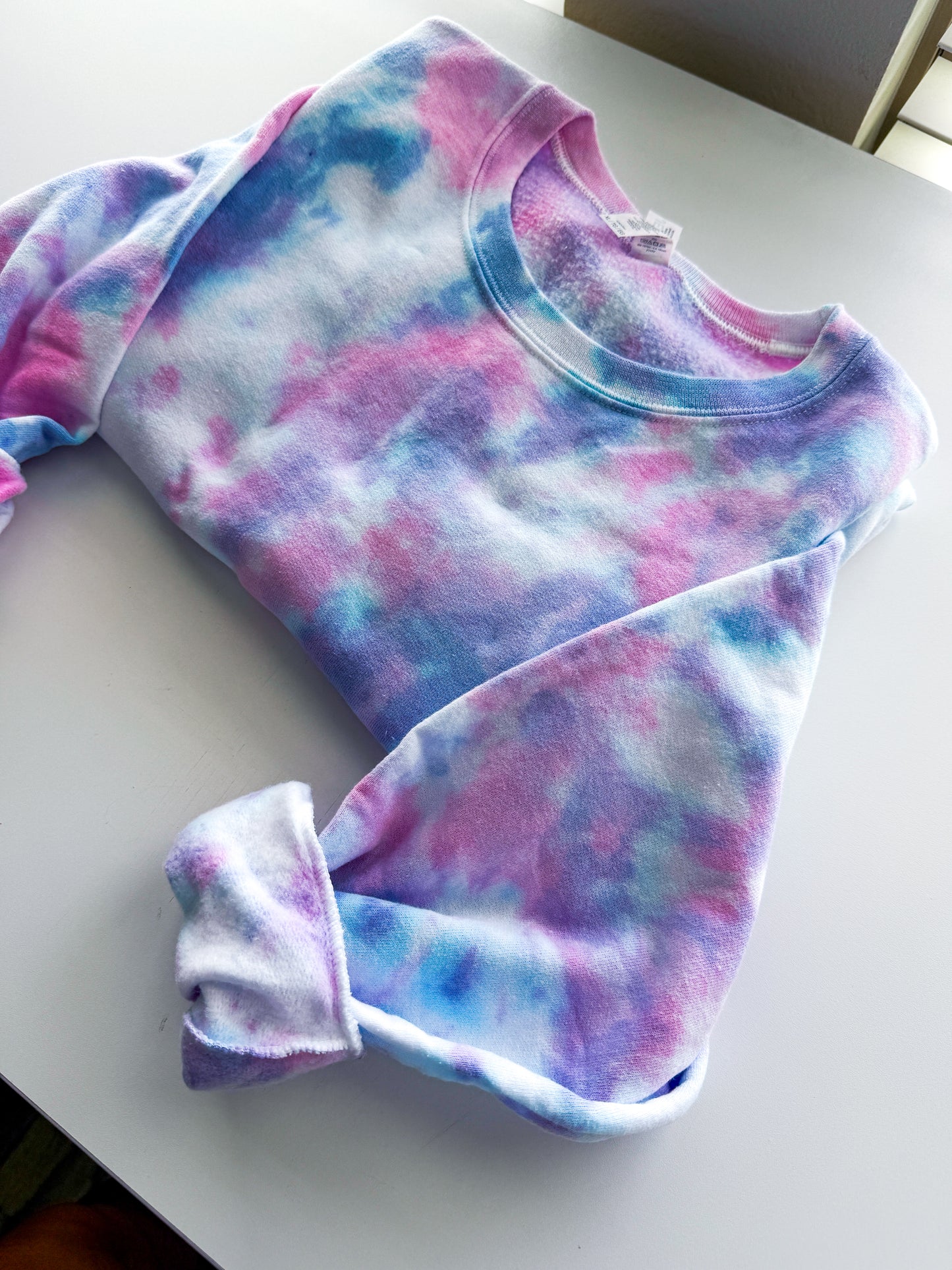 Unisex Royal Blue & Fuchsia Tie Dye Crewneck Sweatshirt