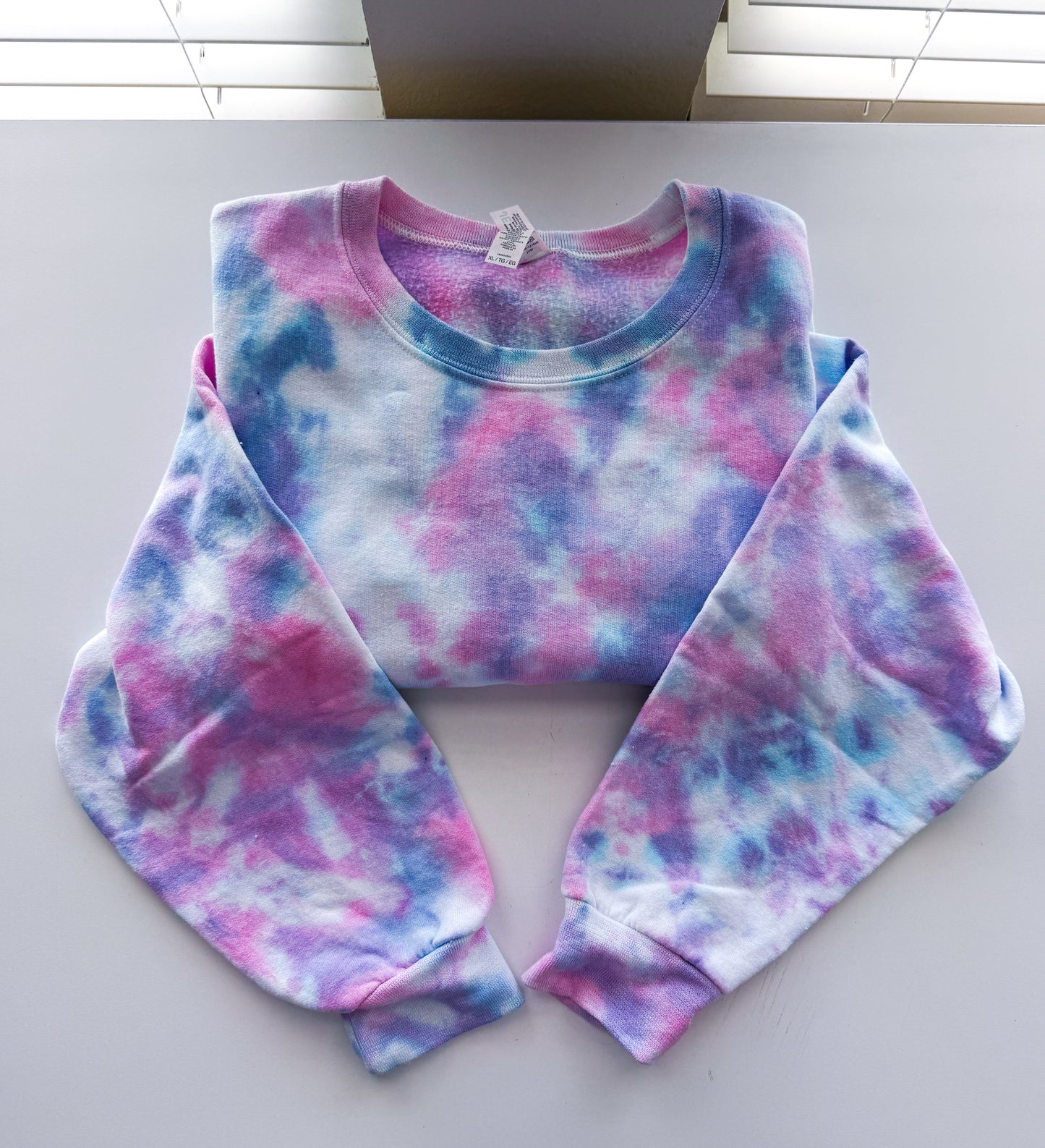 Unisex Royal Blue & Fuchsia Tie Dye Crewneck Sweatshirt