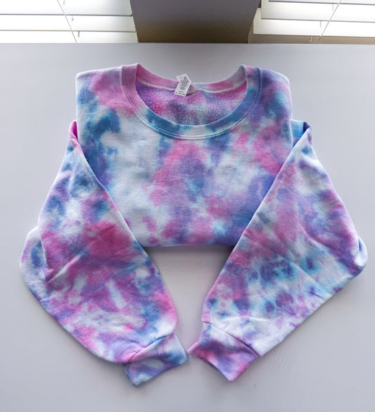 Unisex Royal Blue & Fuchsia Tie Dye Crewneck Sweatshirt