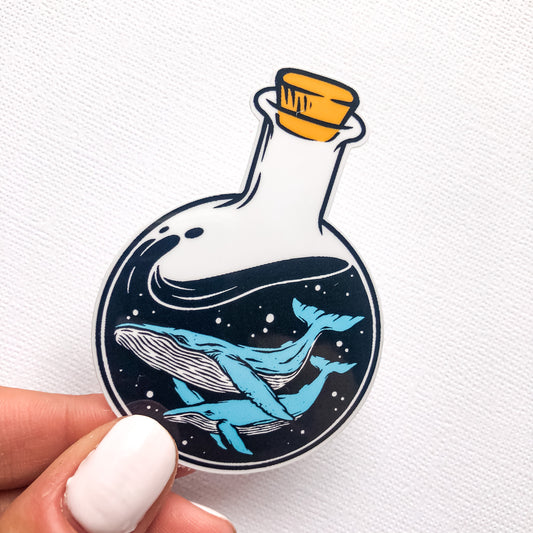 Whales in Bottle Sticker