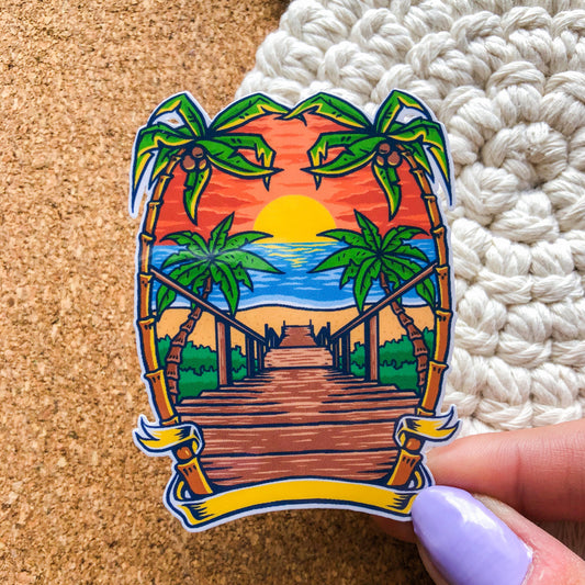 Tropical Beach Paradise Sticker