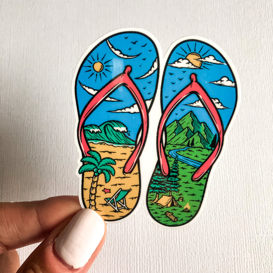 Beach & Mountain Flip Flop Sticker