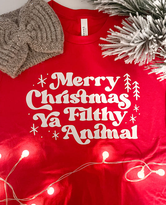 Merry Christmas Ya Filthy Animal’ Holiday Shirt