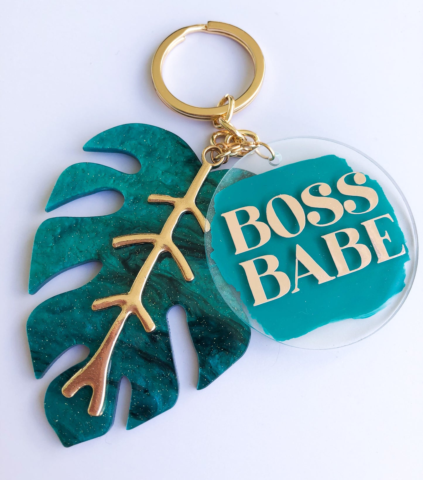 Boss Babe Leaf Keychain